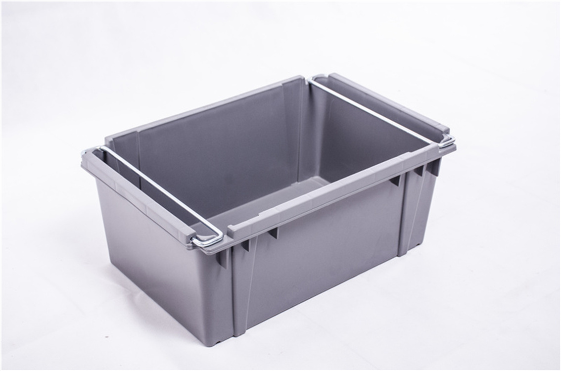 eu欧式物流运输箱百货箱pp铁柄塑料箱注塑一次成型