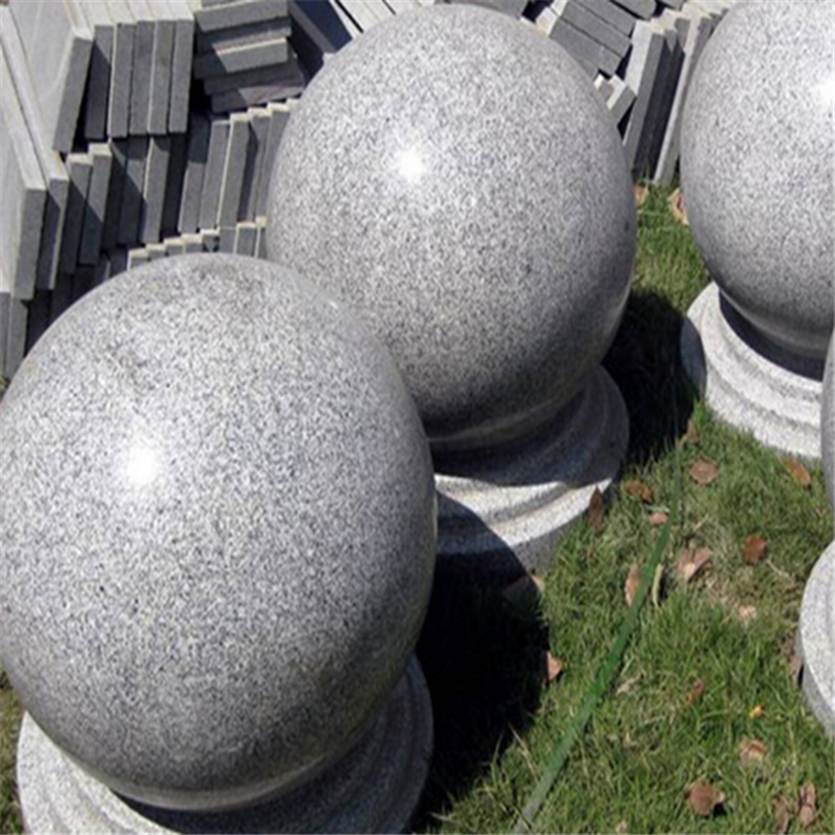 挡车球 芝麻白石球 光面石材加工 挡车球石柱
