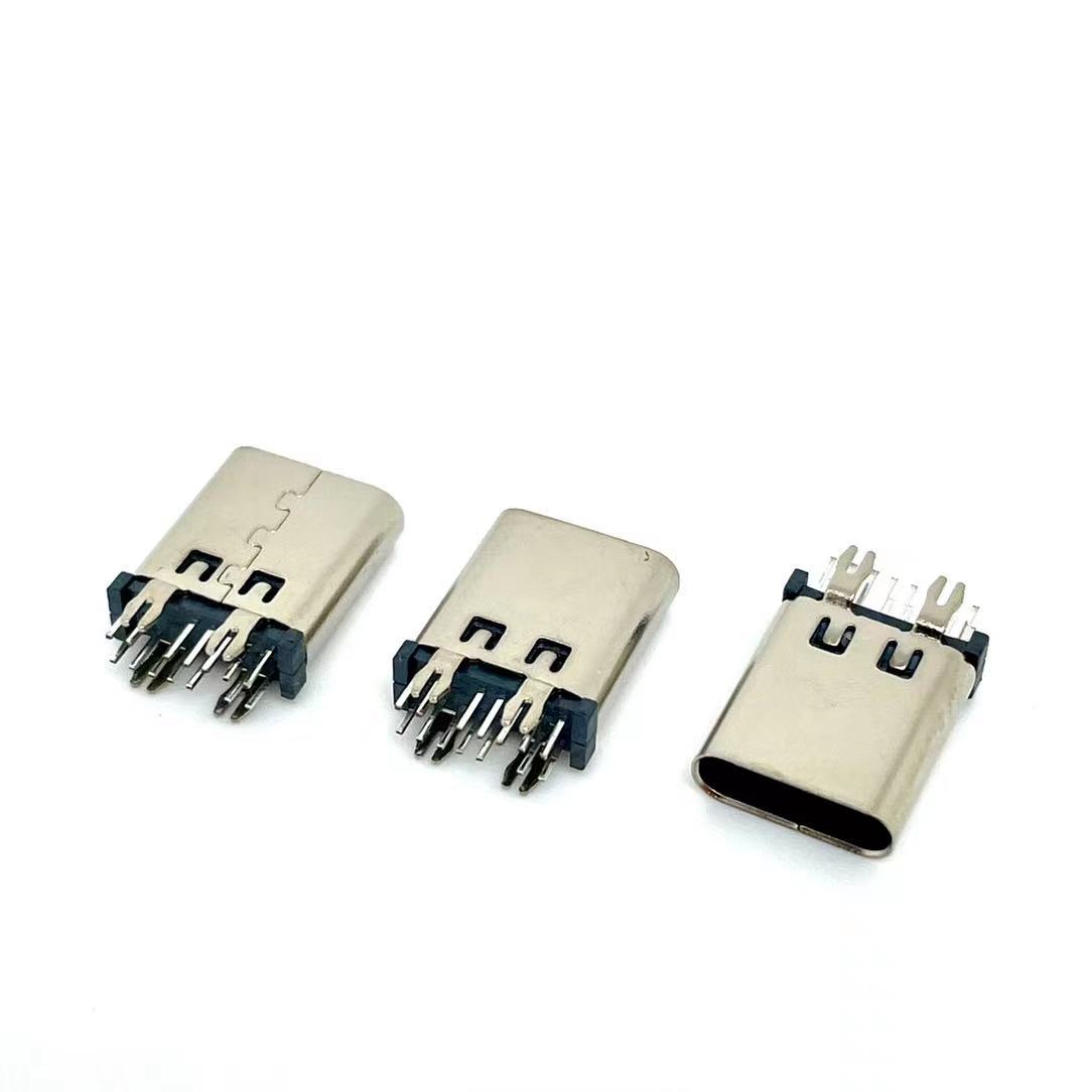 typec母座usb母座2p短体65立式180度插板简易充电款