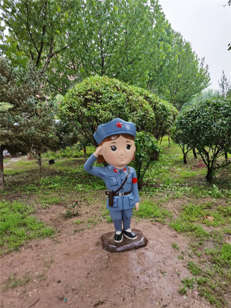 卡通小红军雕塑玻璃钢雕像小红军