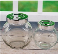  玻璃储存罐 扁鼓喜糖瓶 干果瓶 蜂蜜瓶 椒盐调味玻璃瓶 