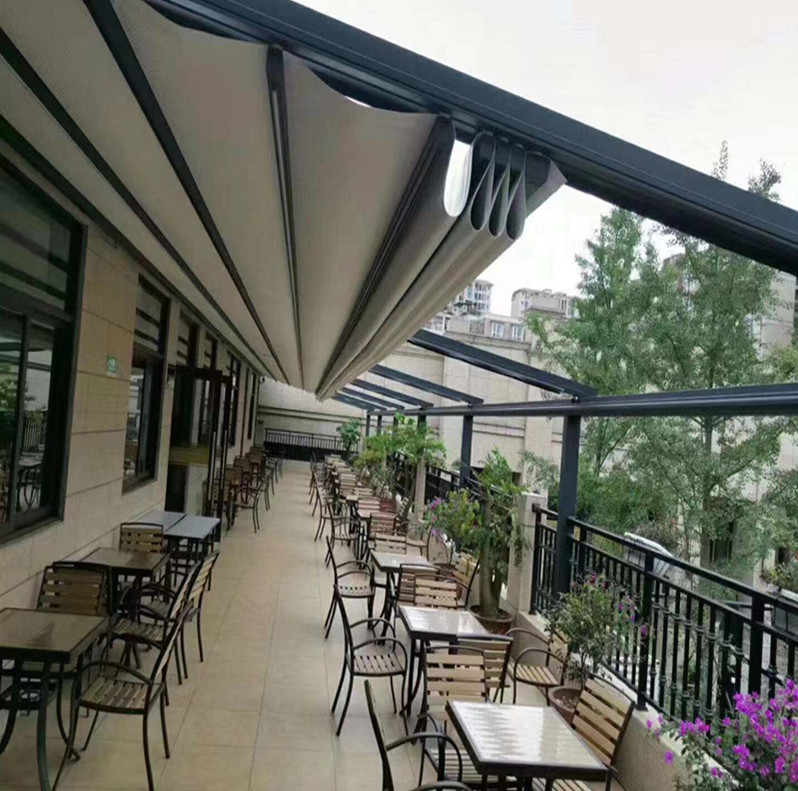 朝阳定做折叠式遮雨帘 遮阳挡雨帘 双轨折叠雨棚报价