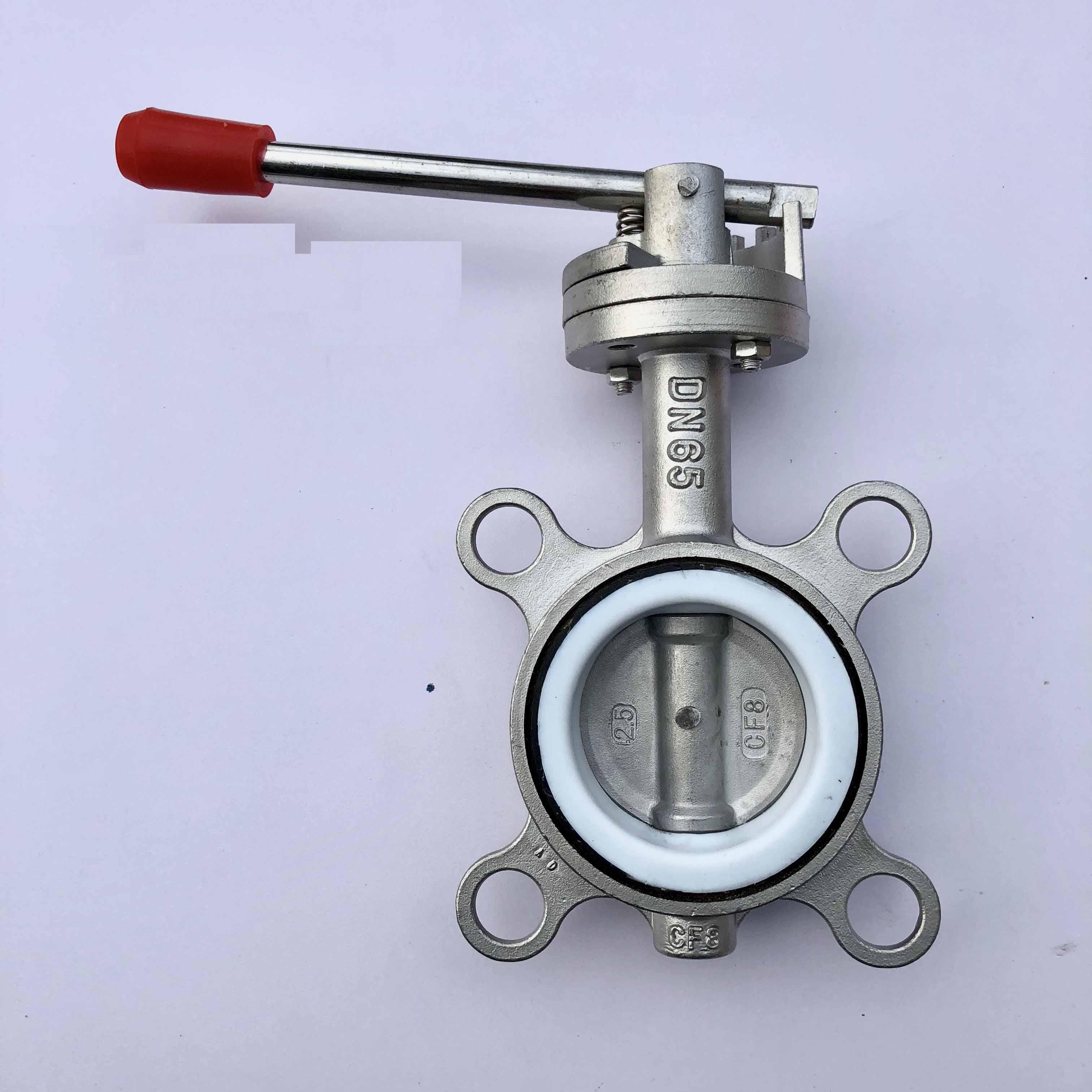 手柄不锈钢四氟蝶阀d71f1016p手动铁氟龙304316316l材质