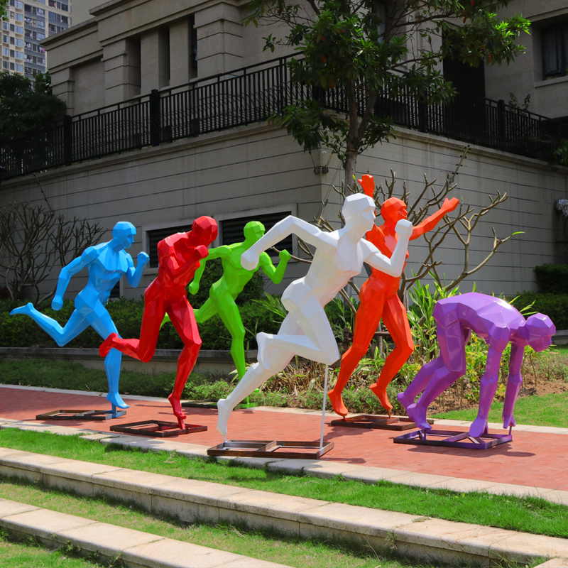 玻璃钢学校运动人物雕塑 户外公园体育馆摆件 遵义田径跑步雕塑