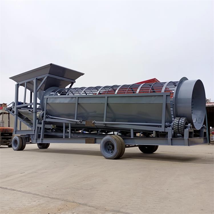 花岗岩无轴滚筒筛移动式滚筒筛石机