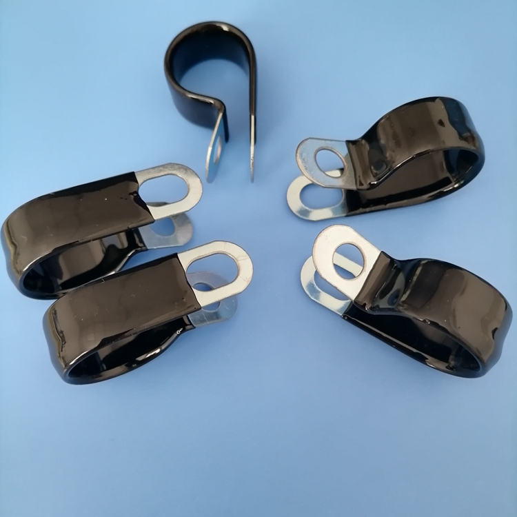 供应惠州r型浸塑夹箍镀白锌浸胶p型线夹q686单管夹片厂家