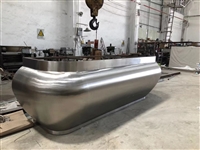 推荐一家拉丝效果不锈钢酒店接待前台 双曲弧形锻打吧台厂家