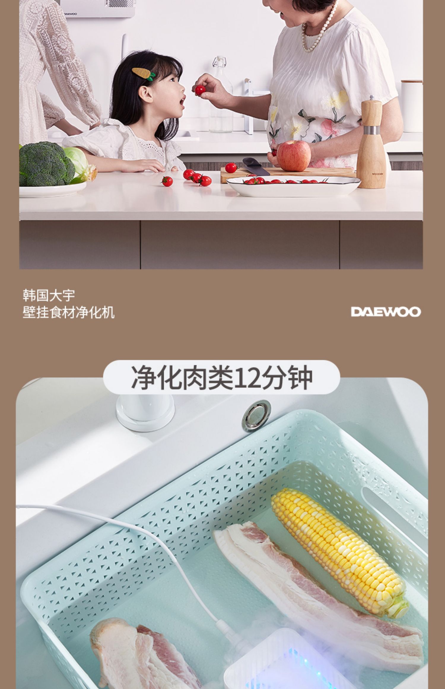 韩国大宇果蔬卫士壁挂式清洗机家用洗菜食材机全自动水果净化机器