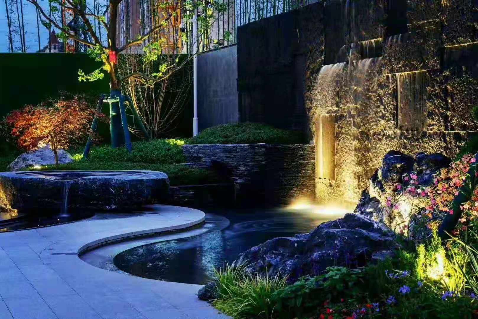 园林景观设计黑山石造型 庭院枯山水定制加工