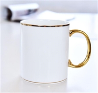 厂家批发 定制金手柄骨瓷创意 办公直身马克杯 金边陶瓷礼品广告杯