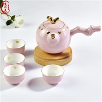 彩色功夫茶具 旅行套装陶瓷茶具 侧把茶壶办公个人茶具
