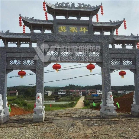 石牌楼  定制农村村口山门祠堂石牌坊 花岗岩价格石雕石牌楼