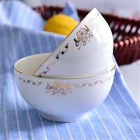 陶瓷碗盘碟餐具 金边4.5寸高脚碗骨瓷米饭碗家用面碗 礼品可定制