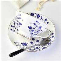 骨瓷杯碟套装 欧式陶瓷咖啡杯下午茶 办公水杯 礼品杯可定制图案