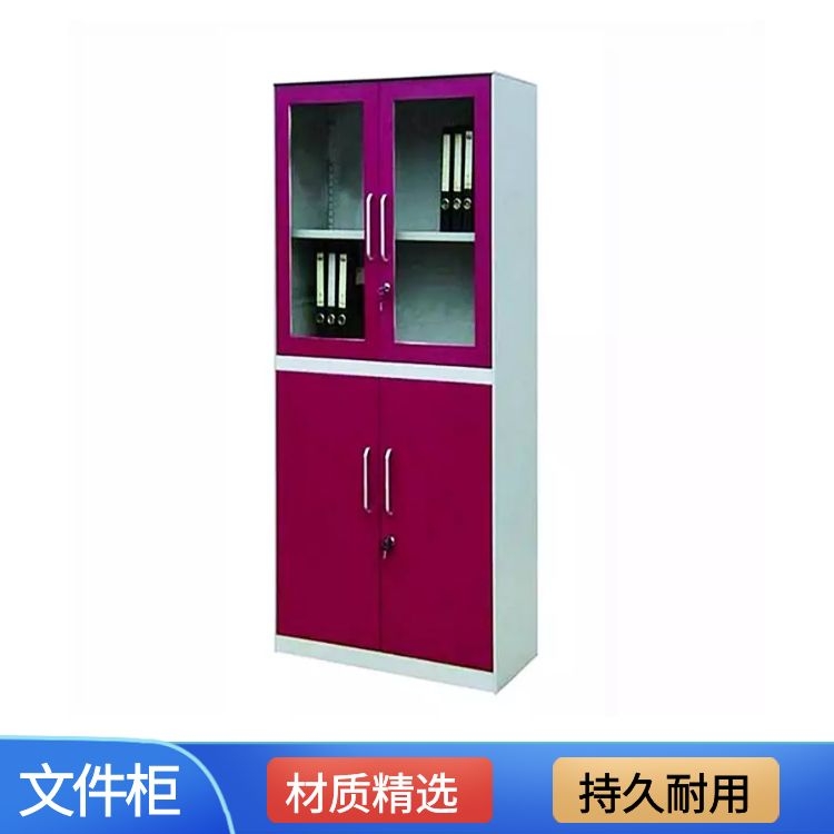 唐山对开玻璃文件柜订做价格 办公室资料柜 铁皮储物柜生产厂家