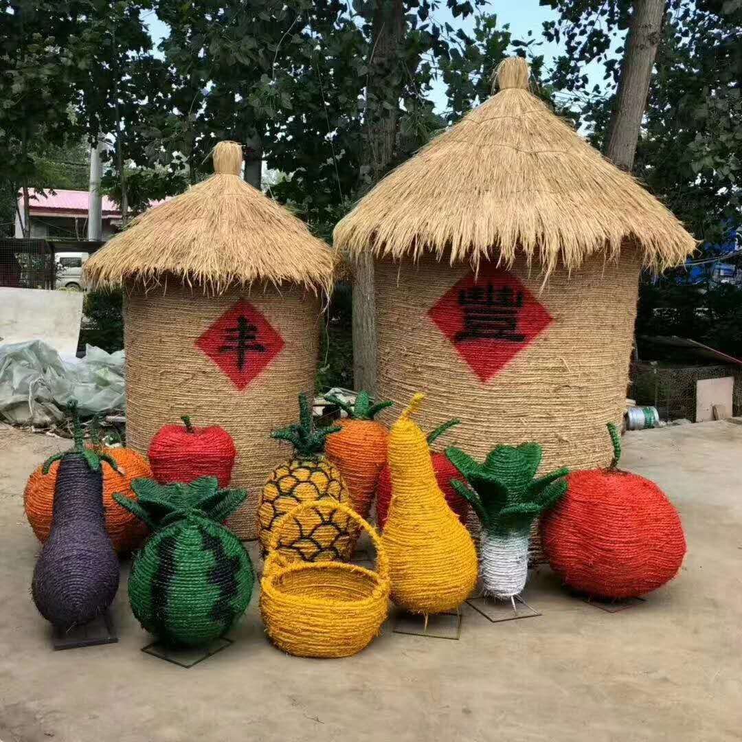 仿真绿雕造型制作稻草人艺术节雕塑稻草工艺品卡通人物农耕防腐稻草人
