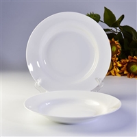 厂家批发纯白骨瓷餐具 家用碗盘碟套装 8寸汤盘白胎定 制 图案