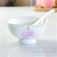 简约家用陶瓷碗 骨瓷高足米饭碗汤碗 厂家批发可礼品定制