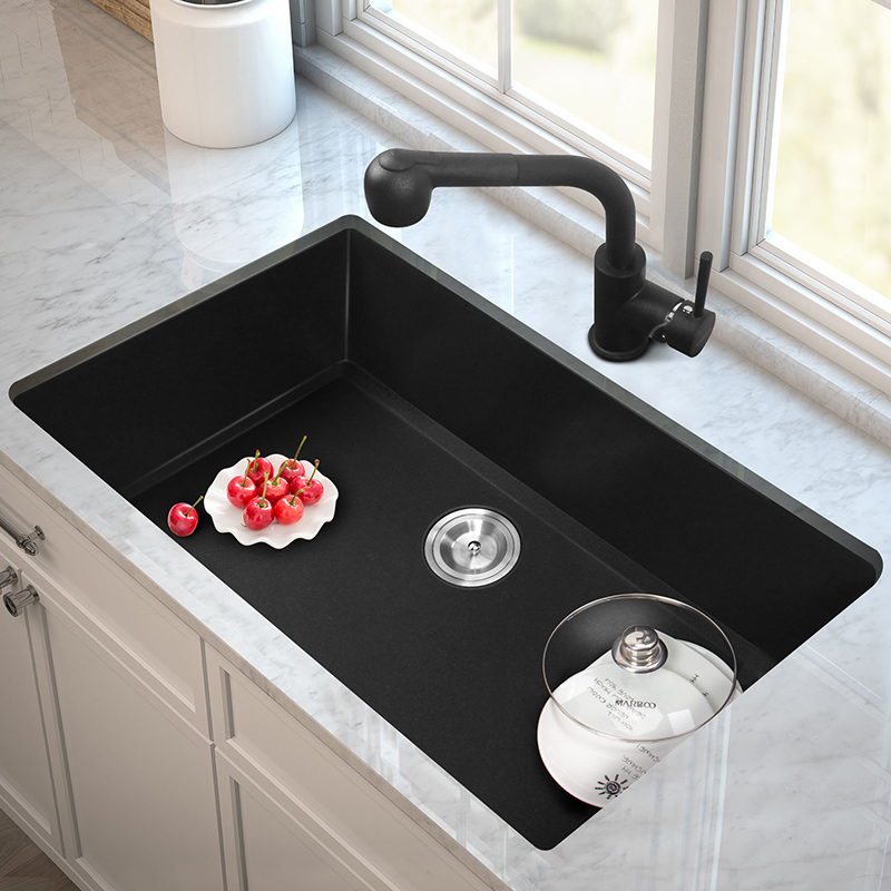 胡可推荐迈锐博德国石英石台下盆厨房水槽花岗岩单槽洗菜水池933