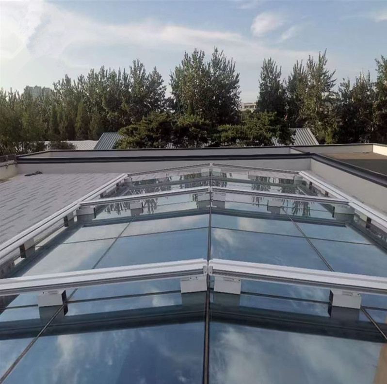 江西定做顶棚伸缩电动遮阳棚采光棚遮阳顶帘博纳思玻璃棚顶部电动遮阳