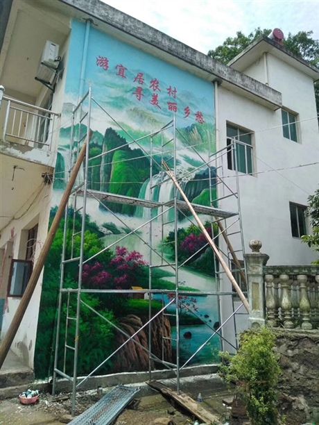 常州外墙墙绘手绘墙画风景画水墨画墙绘室内江苏新视角公司