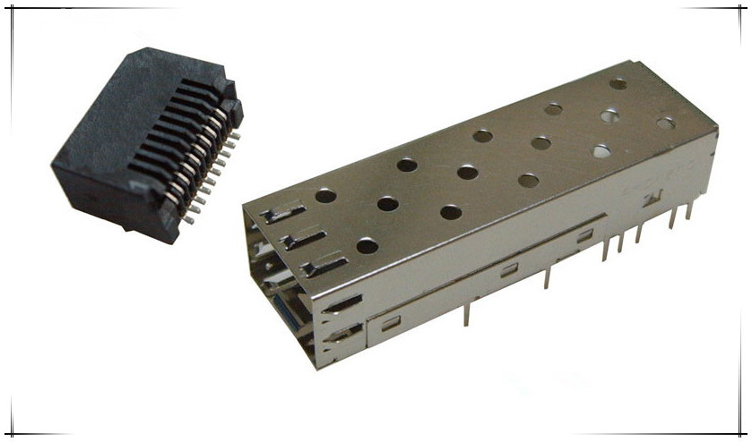 供应sfp光纤连接器20p座子笼子15u镀金sfp光纤模块插座