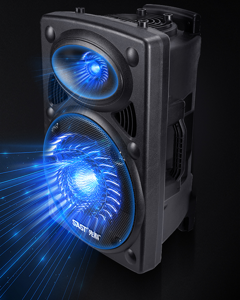 先科512广场舞音响户外12寸移动拉杆音箱蓝牙k歌促销大功率充电带无线