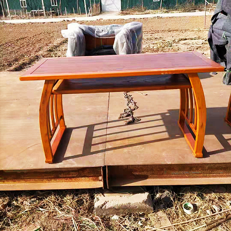 杰顺实木学生课桌椅生产 河北中式国学桌 马鞍桌订做价格