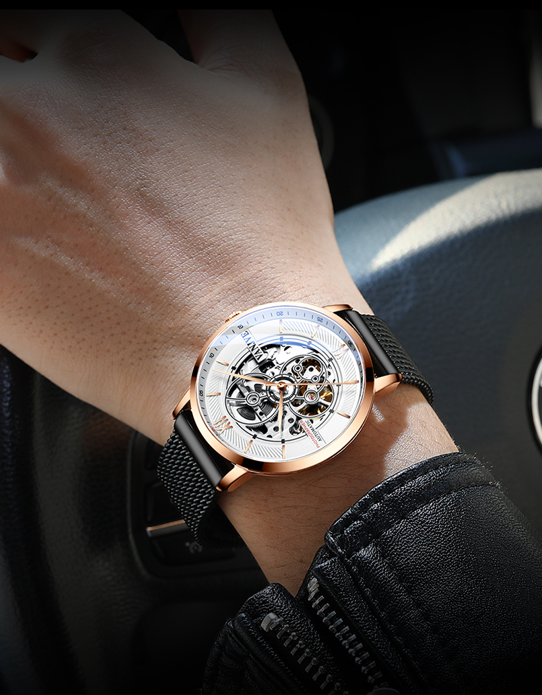 凡爵手表男机械表全自动镂空黑科技品牌2020新款瑞士男士手表