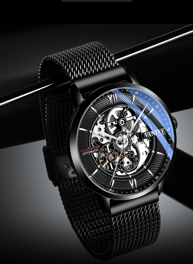 凡爵手表男机械表全自动镂空黑科技品牌2020新款瑞士男士手表