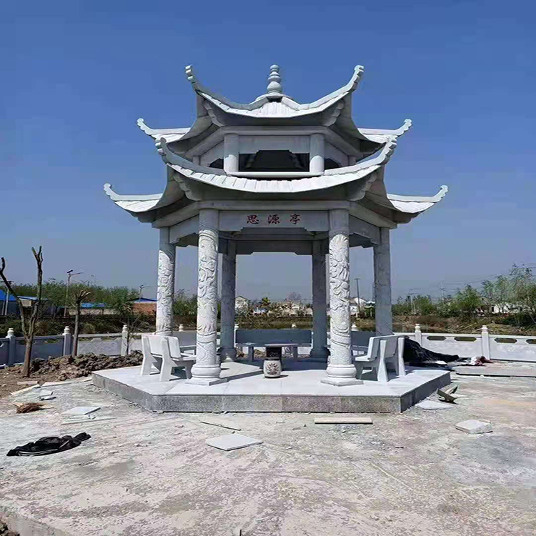 石雕凉亭 单层中式六角石亭子 豪林石业 做工精良