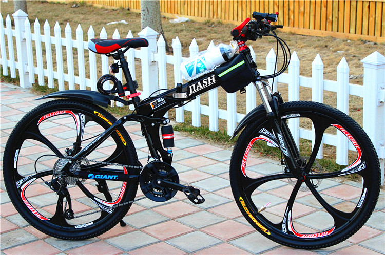 超轻便自行车可折叠载人变速山地车成年男女学生双减震网红单车