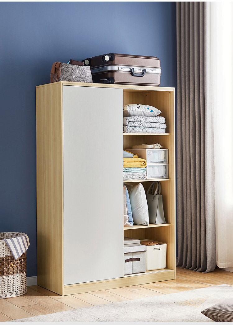 林氏木业现代简约原木色衣柜卧室储物柜北欧儿童衣柜小户型ls214