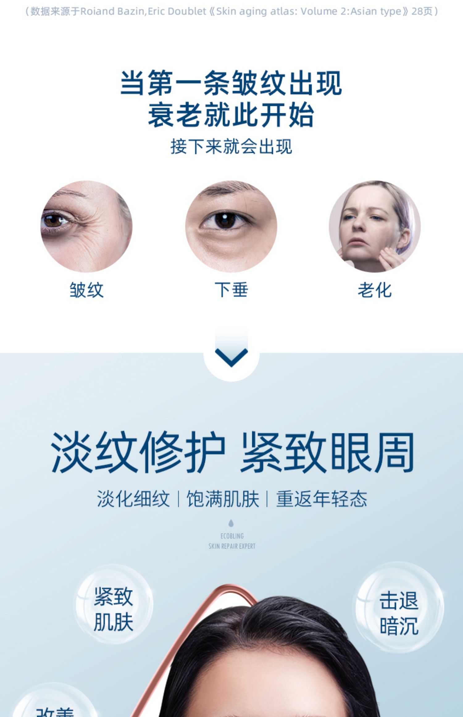 ecobling小尖刀提拉紧致淡化细纹眼袋家用电子美容仪器射频美眼仪