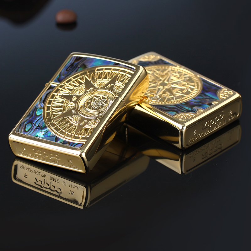 zippo打火机正版彩贝壳罗盘爱情海店男士旗舰限量刻字