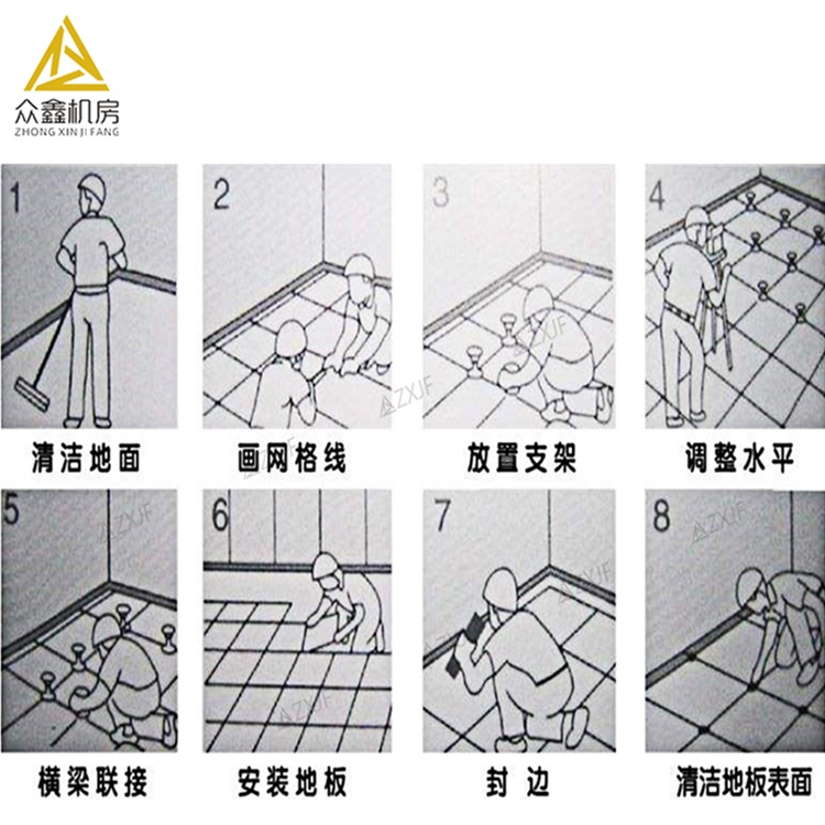 陝西玻璃可視架空防靜電地板結構特徵zxjf玻璃地板施工工藝