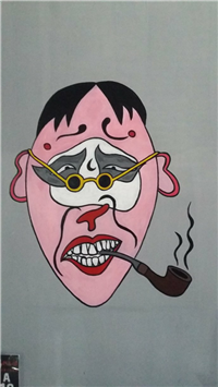 火锅店背景墙手绘 港式墙体彩绘 人物脸谱 无锡江阴墙绘工作室