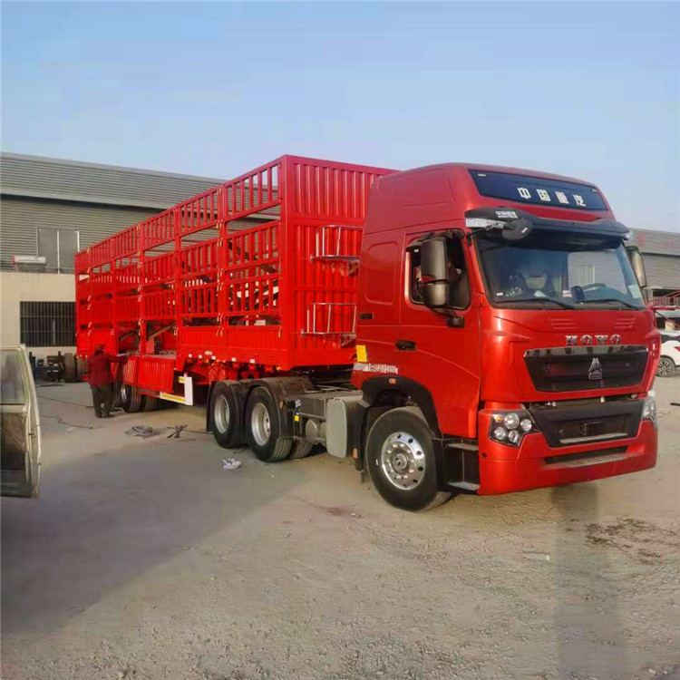 新公告车型 二桥高栏半挂车 10米钢板桥对开门花栏半挂车