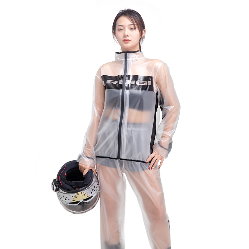 ruigi幽灵摩托车透明雨衣电动车防雨披男女单人分体式防暴雨套装-搜采