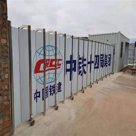 建筑工地伸缩大门 深圳喷绘图案电动伸缩门 遥控器伸缩门 上门安装