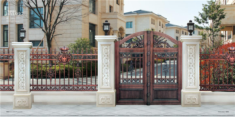 鑫鑫供应 花园农村对开欧式铁艺大门 表面防锈处理 镂空铁艺大门 防腐