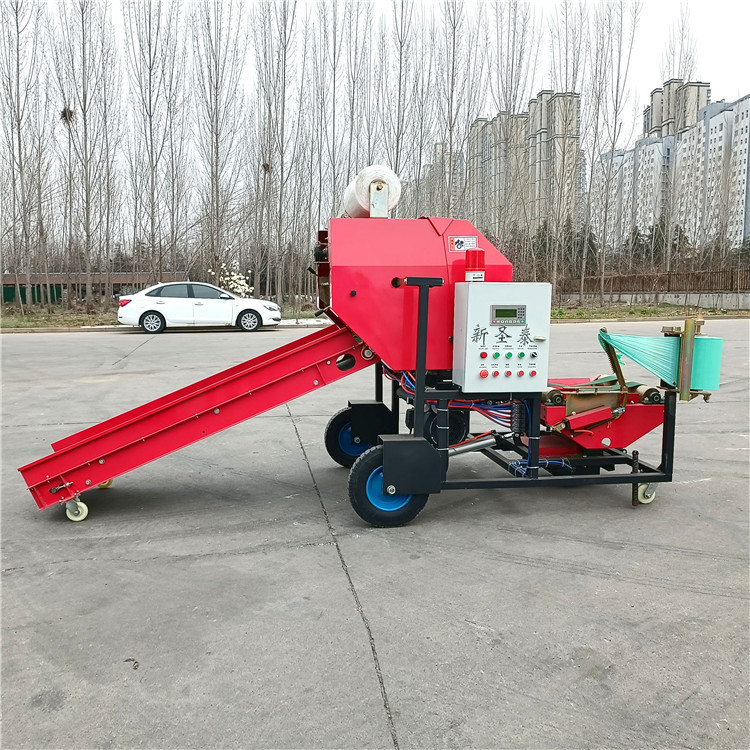 青储饲料圆捆打包机 牧源机械 多功能秸秆裹包机厂家