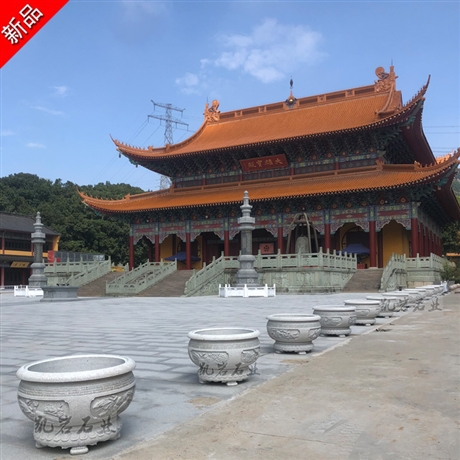 花岗岩石雕花钵 寺庙石雕花盆案例欣赏 按需求定制 凯岩石雕