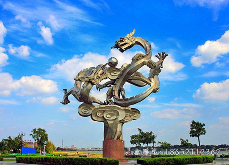 龙动物不锈钢景观雕塑