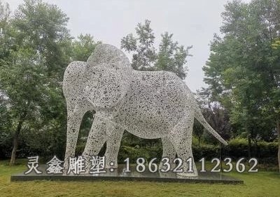 不锈钢动物大象景观雕塑