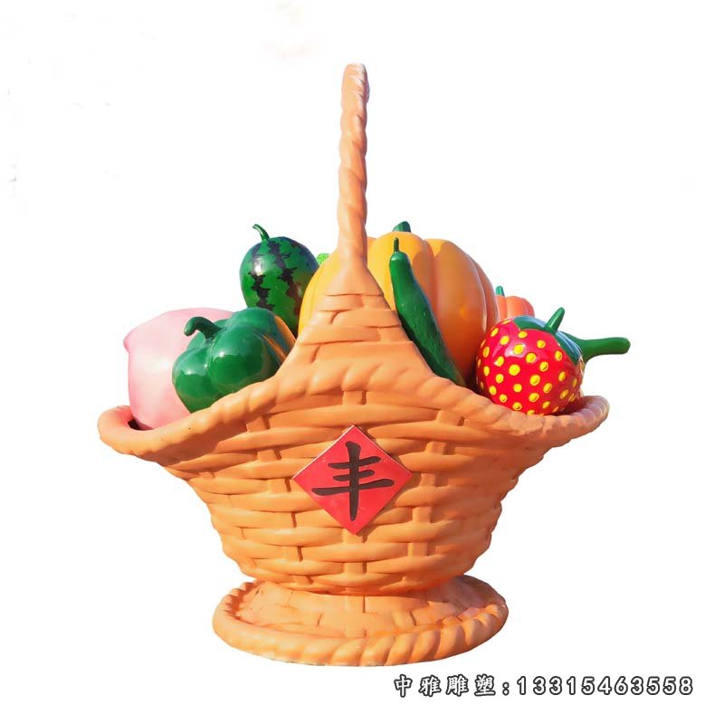 广场果蔬篮玻璃钢雕塑