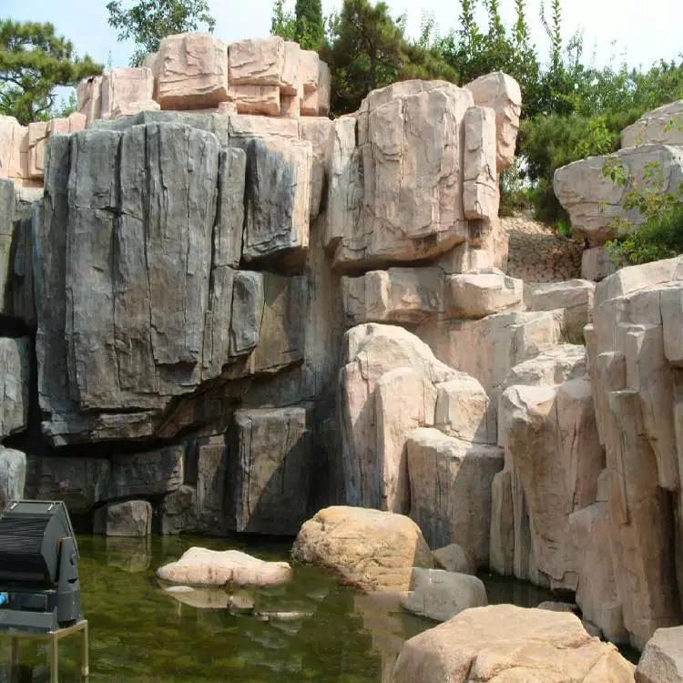 兴超公园塑石假山来宾象州假山喷泉厂家千层石假山假山水景