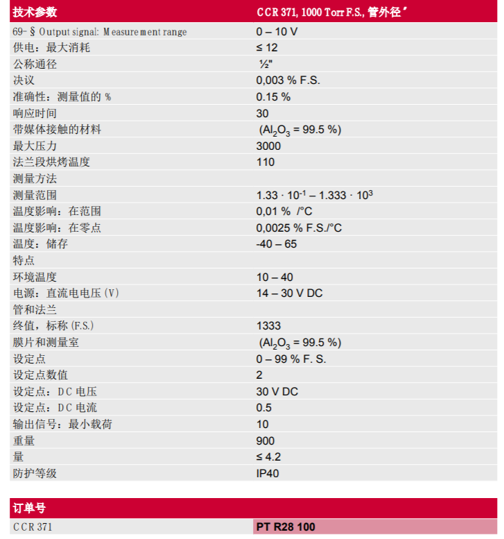 德国普发 CCR 371 真空计_洛必达网