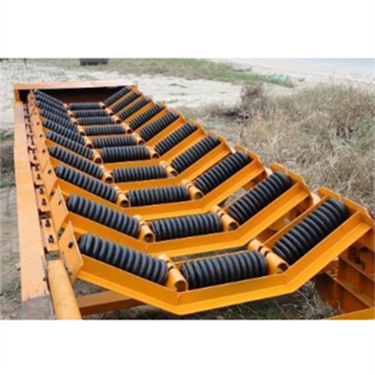 三联托辊 尼龙托辊实用性高 皮带机承载托辊 前倾托辊生产