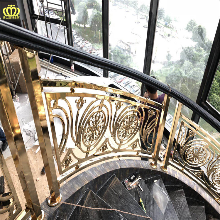长春铜楼梯扶手雕花细节图片